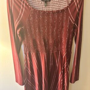Elegant Burgundy Striped Dress